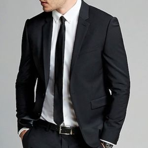 Express Extra Slim Wool Blend Black Suit